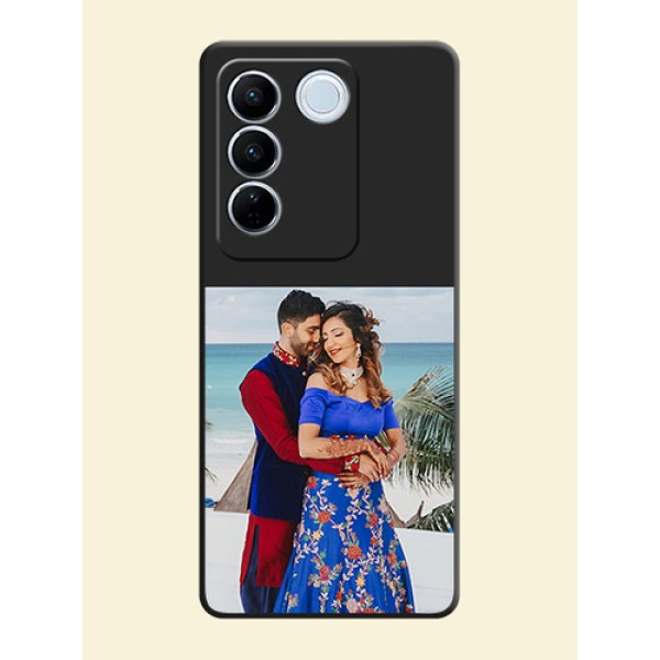 Image Upload With Space Black Color On Custom Soft Matte Mobile Back Cover - Vivo V27 Image Upload With Space Black Color On Custom Soft Matte Mobile Back Cover - Vivo V27