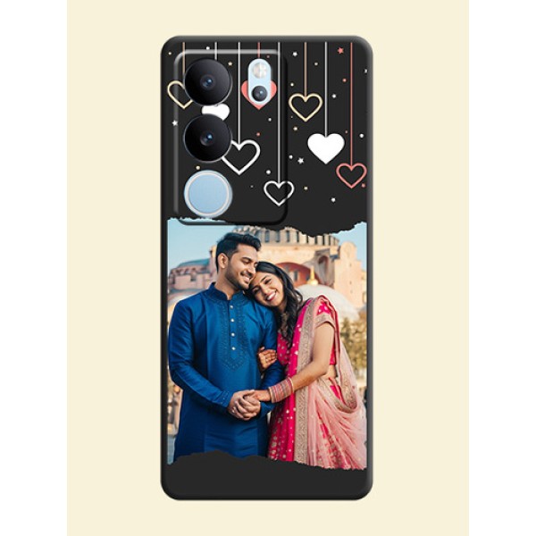 Love Hangings with Splash Wave Picture On Space Black Custom Soft Matte Mobile Back Cover - Vivo V29 5G Love Hangings with Splash Wave Picture On Space Black Custom Soft Matte Mobile Back Cover - Vivo V29 5G