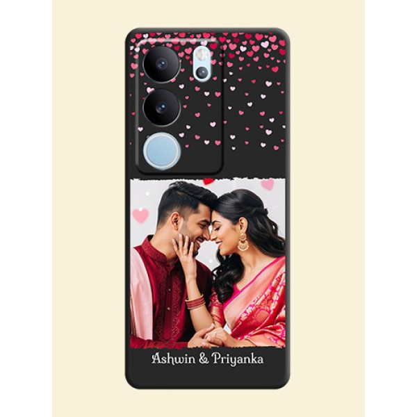 Fall in Love with Your Partner on Photo On Space Black Custom Soft Matte Mobile Back Cover - Vivo V29 5G Fall in Love with Your Partner on Photo On Space Black Custom Soft Matte Mobile Back Cover - Vivo V29 5G