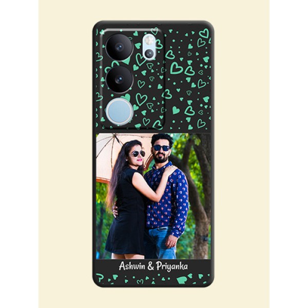 Sea Green Indefinite Love Pattern on Photo On Space Black Custom Soft Matte Mobile Back Cover - Vivo V29 5G Sea Green Indefinite Love Pattern on Photo On Space Black Custom Soft Matte Mobile Back Cover - Vivo V29 5G