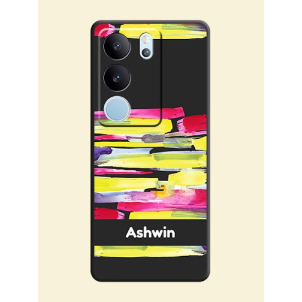 Brush Coloured On Space Black Custom Soft Matte Mobile Back Cover - Vivo V29 5G Brush Coloured On Space Black Custom Soft Matte Mobile Back Cover - Vivo V29 5G