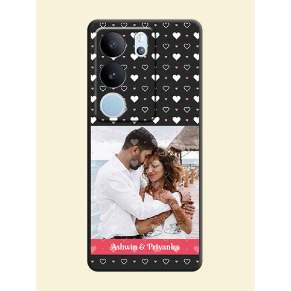 White Color Love Symbols with Text Design on Photo On Space Black Custom Soft Matte Mobile Back Cover - Vivo V29 5G White Color Love Symbols with Text Design on Photo On Space Black Custom Soft Matte Mobile Back Cover - Vivo V29 5G