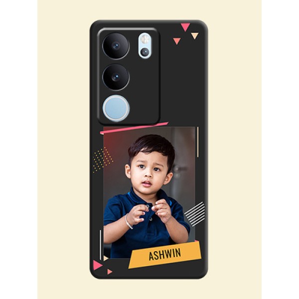 Photo Frame with Triangle Small Dots on Photo On Space Black Custom Soft Matte Mobile Back Cover - Vivo V29 5G Photo Frame with Triangle Small Dots on Photo On Space Black Custom Soft Matte Mobile Back Cover - Vivo V29 5G