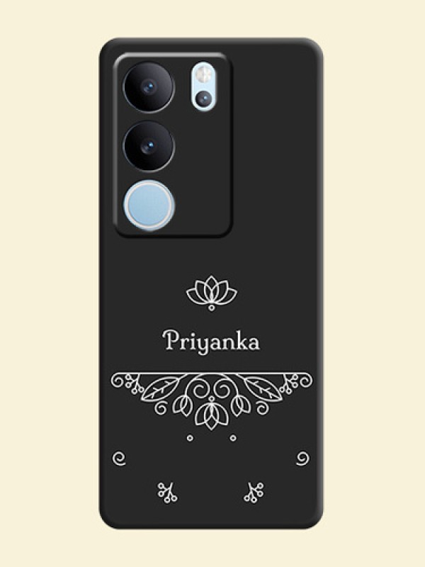 Lotus Garden Custom Text On Space Black Custom Soft Matte Mobile Back Cover - Vivo V29 5G
