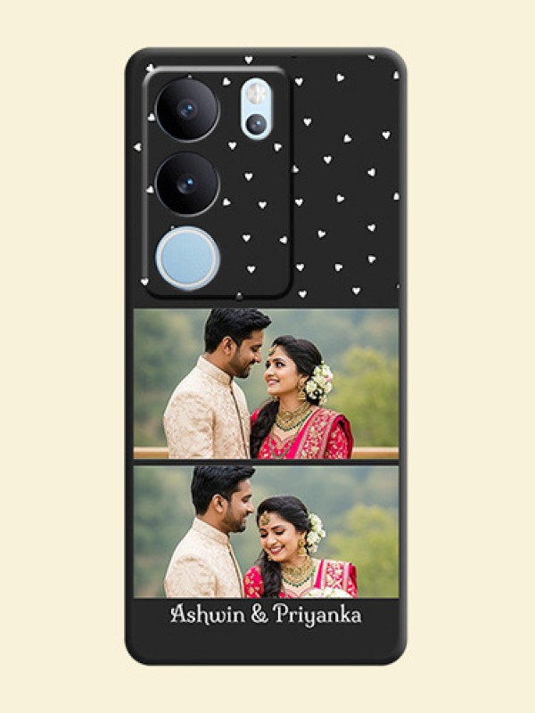 Miniature Love Symbols with Name On Space Black Custom Soft Matte Mobile Back Cover - Vivo V29 Pro 5G