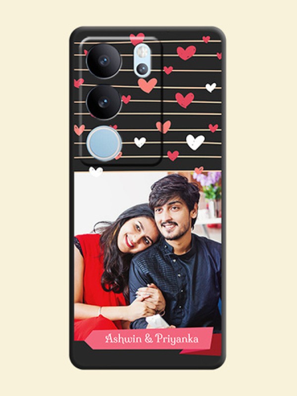Love Pattern with Name on Pink Ribbon  on Photo On Space Black Custom Soft Matte Mobile Back Cover - Vivo V29 Pro 5G