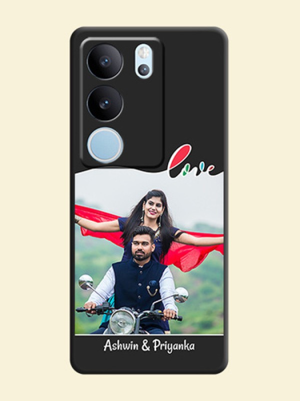 Fall in Love Pattern with Picture on Photo On Space Black Custom Soft Matte Mobile Back Cover - Vivo V29 Pro 5G