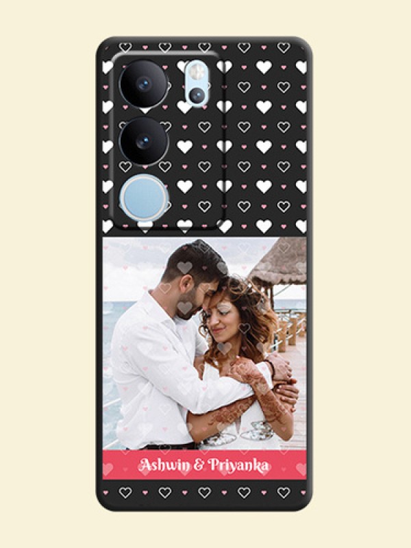 White Color Love Symbols with Text Design on Photo On Space Black Custom Soft Matte Mobile Back Cover - Vivo V29 Pro 5G
