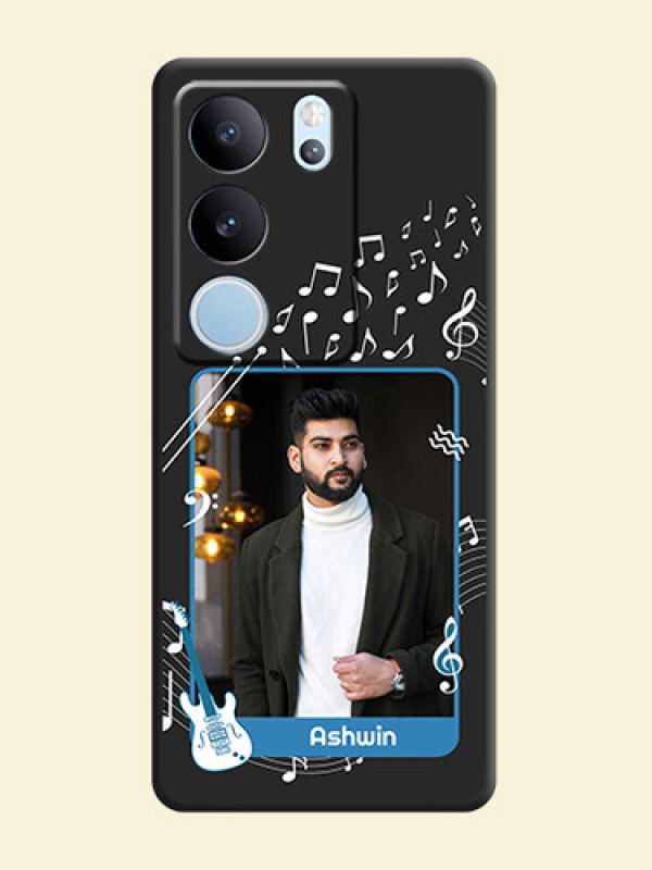 Musical Theme Design with Text on Photo On Space Black Custom Soft Matte Mobile Back Cover - Vivo V29 Pro 5G