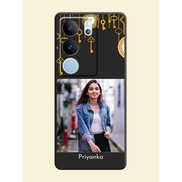 Decorative Design with Text On Space Black Custom Soft Matte Mobile Back Cover - Vivo V29 Pro 5G