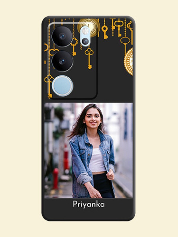 Decorative Design with Text On Space Black Custom Soft Matte Mobile Back Cover - Vivo V29 Pro 5G