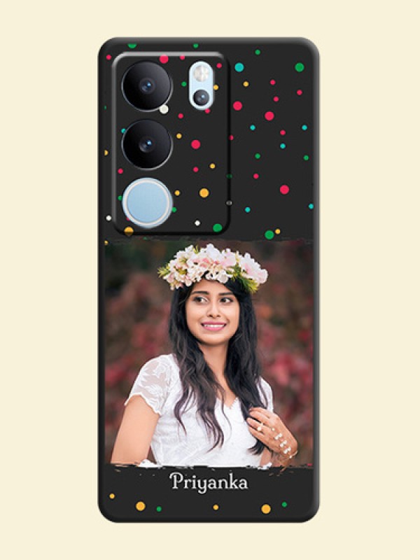 Multicolor Dotted Pattern with Text  On Space Black Custom Soft Matte Mobile Back Cover - Vivo V29 Pro 5G