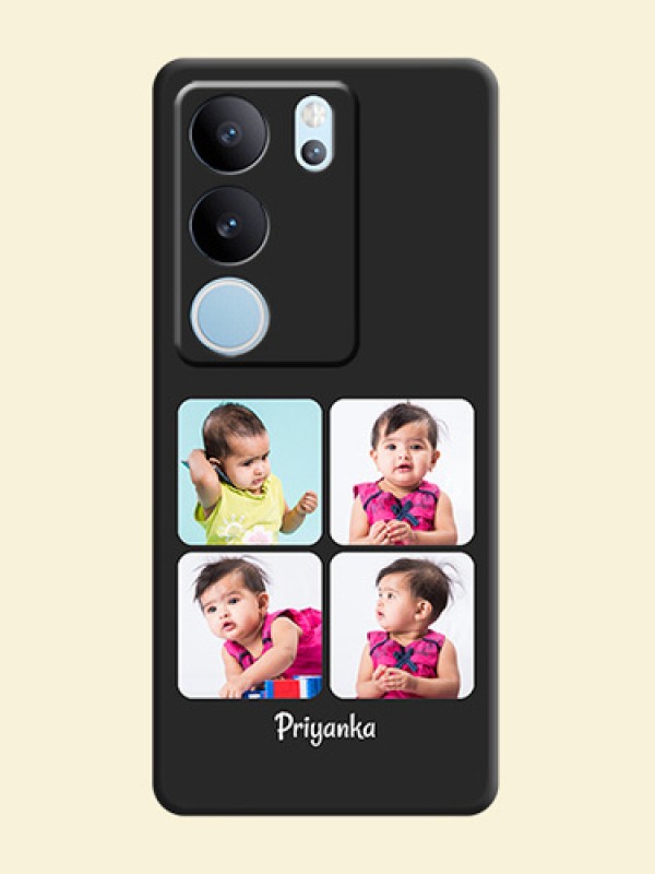 Floral Art with 6 Image Holder on Photo On Space Black Custom Soft Matte Mobile Back Cover - Vivo V29 Pro 5G