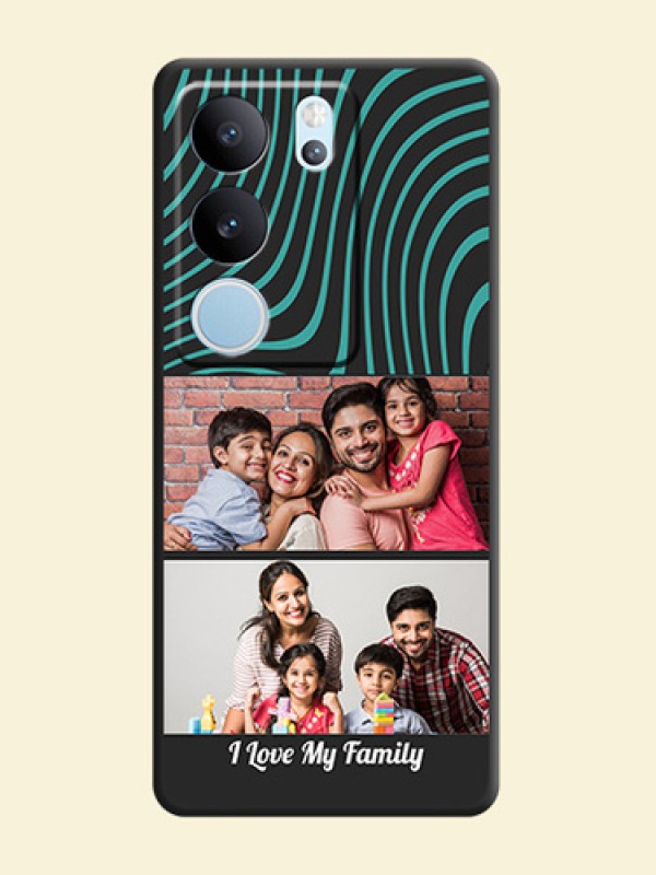 Wave Pattern with 2 Image Holder On Space Black Custom Soft Matte Mobile Back Cover - Vivo V29 Pro 5G