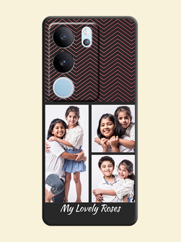 Wave Pattern with 3 Image Holder On Space Black Custom Soft Matte Mobile Back Cover - Vivo V29 Pro 5G