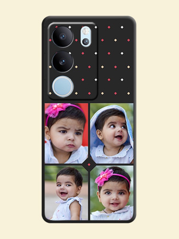 Multicolor Dotted Pattern with 4 Image Holder On Space Black Custom Soft Matte Mobile Back Cover - Vivo V29 Pro 5G