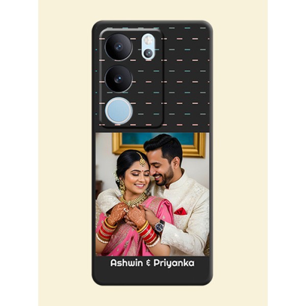 Line Pattern Design with Text On Space Black Custom Soft Matte Mobile Back Cover - Vivo V29 Pro 5G Line Pattern Design with Text On Space Black Custom Soft Matte Mobile Back Cover - Vivo V29 Pro 5G