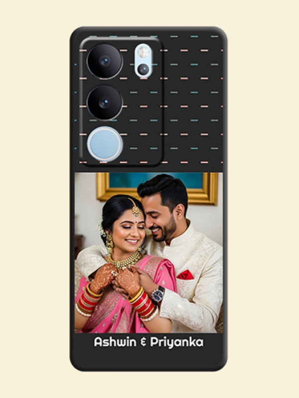 Line Pattern Design with Text On Space Black Custom Soft Matte Mobile Back Cover - Vivo V29 Pro 5G
