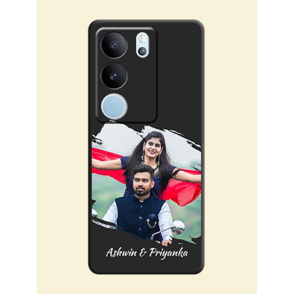 Grunge Brush Strokes on Photo On Space Black Custom Soft Matte Mobile Back Cover - Vivo V29 Pro 5G Grunge Brush Strokes on Photo On Space Black Custom Soft Matte Mobile Back Cover - Vivo V29 Pro 5G