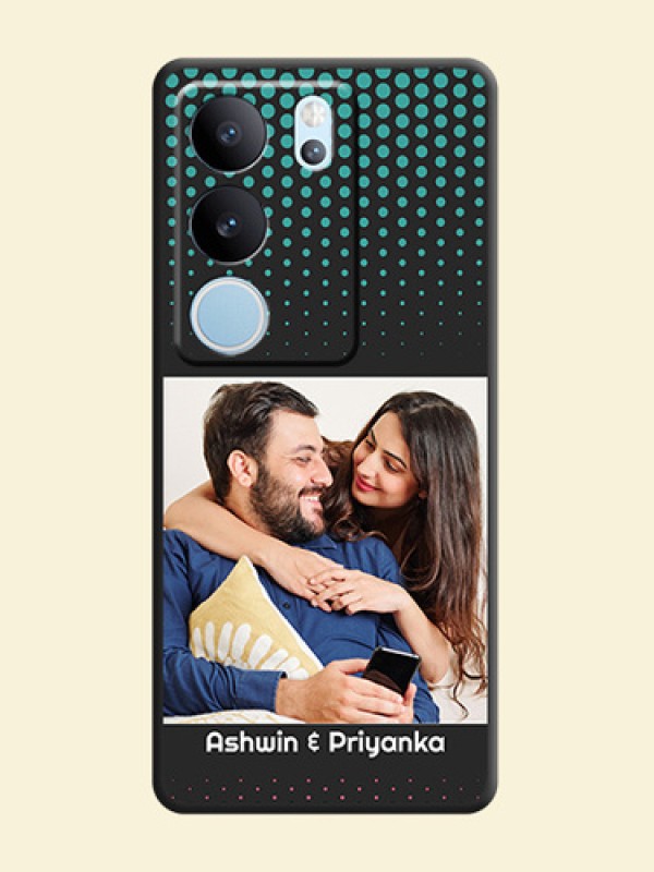 Faded Dots with Grunge Photo Frame and Text On Space Black Custom Soft Matte Mobile Back Cover - Vivo V29 Pro 5G