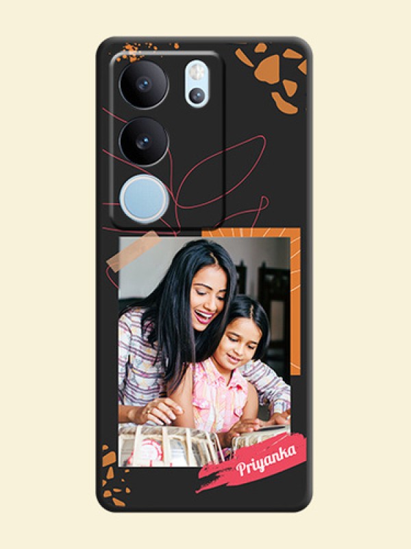 Orange Photo Frame On Space Black Custom Soft Matte Mobile Back Cover - Vivo V29 Pro 5G