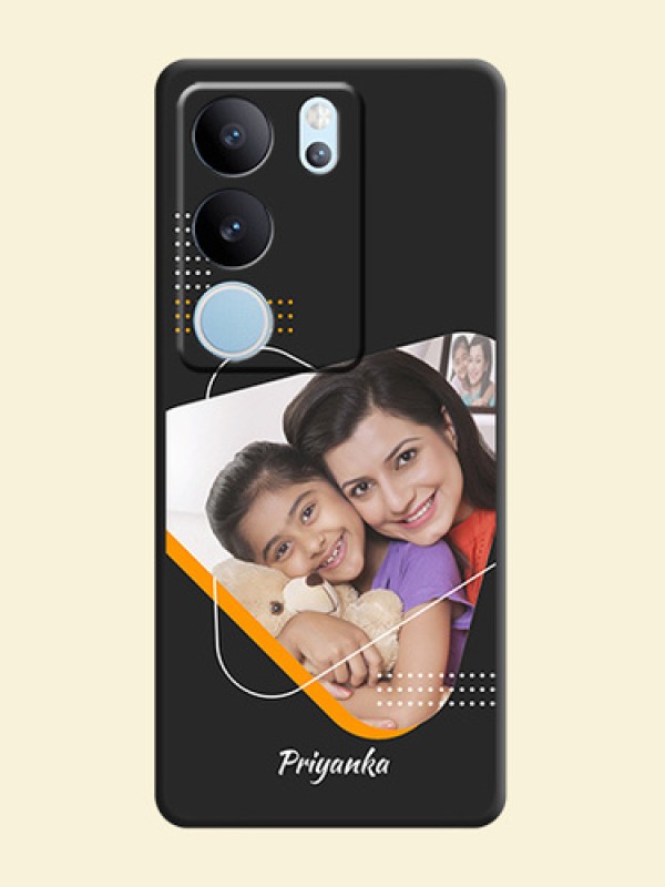 Yellow Triangle on Photo On Space Black Custom Soft Matte Mobile Back Cover - Vivo V29 Pro 5G