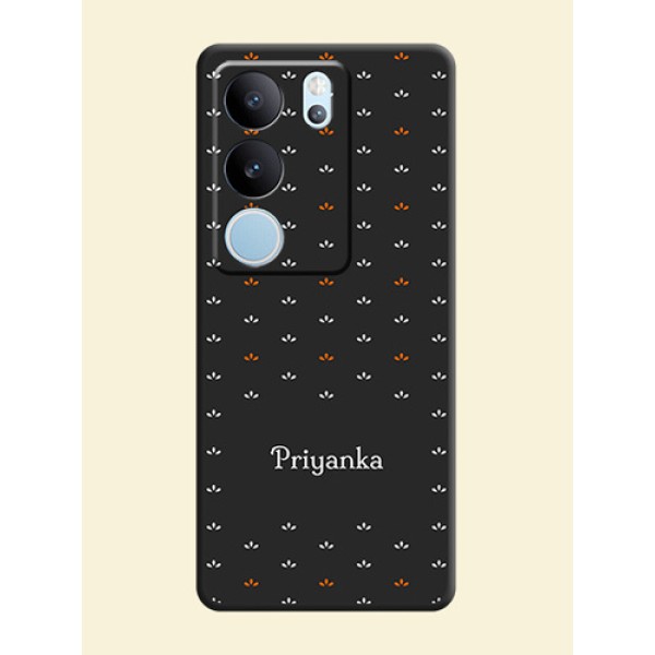 Simple Pattern With Custom Text On Space Black Custom Soft Matte Mobile Back Cover - Vivo V29 Pro 5G Simple Pattern With Custom Text On Space Black Custom Soft Matte Mobile Back Cover - Vivo V29 Pro 5G