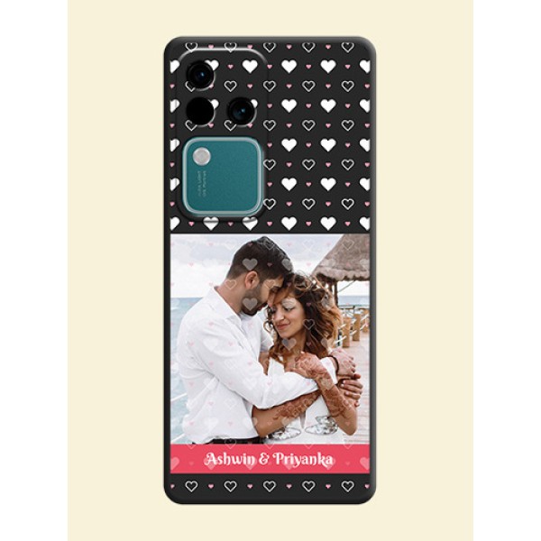 White Color Love Symbols with Text Design - Photo on Space Black Soft Matte Phone Cover - Vivo V30 5G White Color Love Symbols with Text Design - Photo on Space Black Soft Matte Phone Cover - Vivo V30 5G