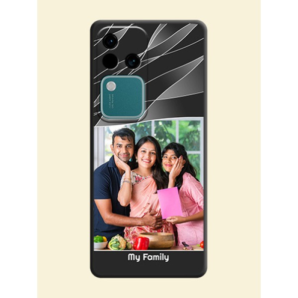 Mixed Wave Lines - Photo on Space Black Soft Matte Mobile Cover - Vivo V30 5G Mixed Wave Lines - Photo on Space Black Soft Matte Mobile Cover - Vivo V30 5G