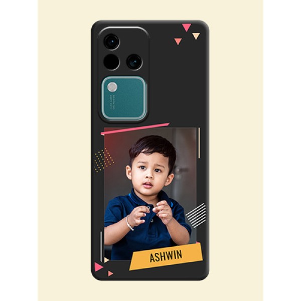 Photo Frame with Triangle Small Dots - Photo on Space Black Soft Matte Back Cover - Vivo V30 5G Photo Frame with Triangle Small Dots - Photo on Space Black Soft Matte Back Cover - Vivo V30 5G