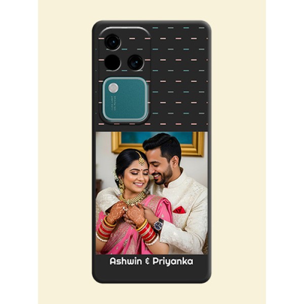Line Pattern Design with Text on Space Black Custom Soft Matte Phone Back Cover - Vivo V30 5G Line Pattern Design with Text on Space Black Custom Soft Matte Phone Back Cover - Vivo V30 5G