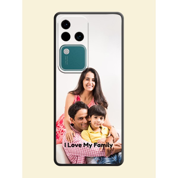 Full Single Pic Upload With Text On Space Black Personalized Soft Matte Phone Covers - Vivo V30 5G Full Single Pic Upload With Text On Space Black Personalized Soft Matte Phone Covers - Vivo V30 5G