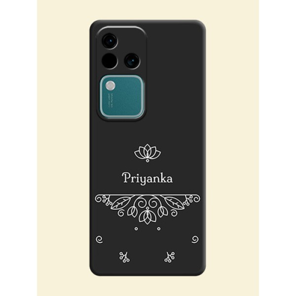 Lotus Garden Custom Text On Space Black Personalized Soft Matte Phone Covers - Vivo V30 5G Lotus Garden Custom Text On Space Black Personalized Soft Matte Phone Covers - Vivo V30 5G