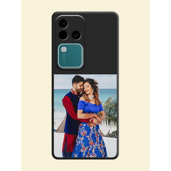Image Upload With Space Black Color On Custom Soft Matte Mobile Back Cover - Vivo V30 5G Image Upload With Space Black Color On Custom Soft Matte Mobile Back Cover - Vivo V30 5G
