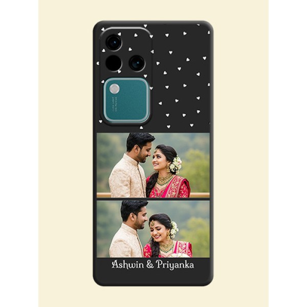 Miniature Love Symbols with Name on Space Black Custom Soft Matte Back Cover - Vivo V30 Pro 5G Miniature Love Symbols with Name on Space Black Custom Soft Matte Back Cover - Vivo V30 Pro 5G