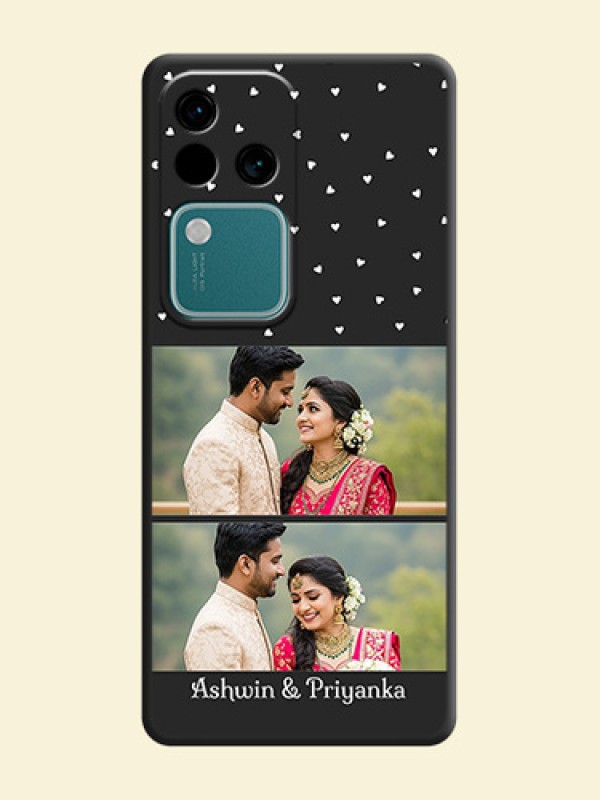 Miniature Love Symbols with Name on Space Black Custom Soft Matte Back Cover - Vivo V30 Pro 5G