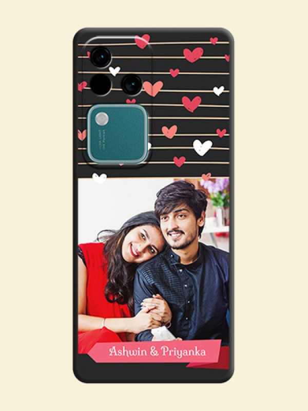 Love Pattern with Name on Pink Ribbon - Photo on Space Black Soft Matte Back Cover - Vivo V30 Pro 5G