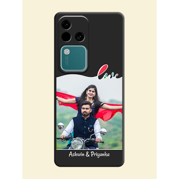 Fall in Love Pattern with Picture - Photo on Space Black Soft Matte Mobile Case - Vivo V30 Pro 5G