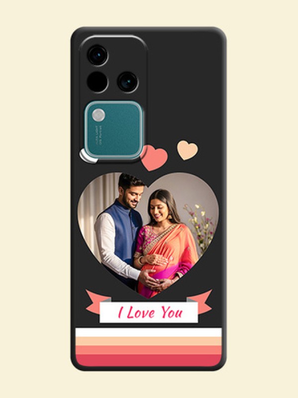 Love Shaped Photo with Colorful Stripes on Personalised Space Black Soft Matte Cases - Vivo V30 Pro 5G