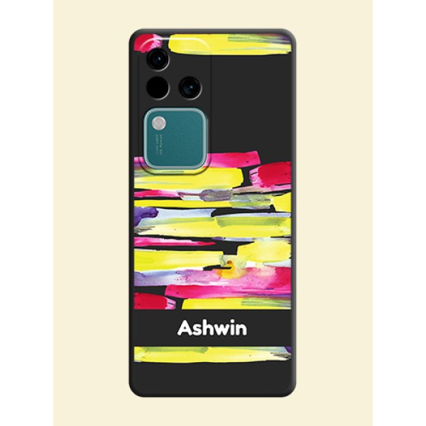 Brush Coloured on Space Black Personalized Soft Matte Phone Covers - Vivo V30 Pro 5G Brush Coloured on Space Black Personalized Soft Matte Phone Covers - Vivo V30 Pro 5G