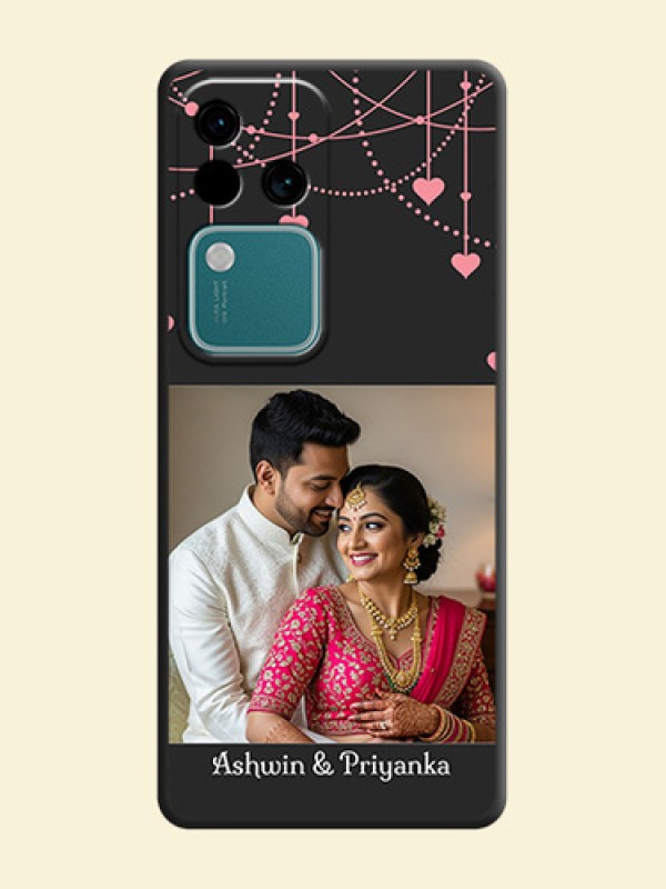 Pink Love Hangings with Text on Space Black Custom Soft Matte Back Cover - Vivo V30 Pro 5G