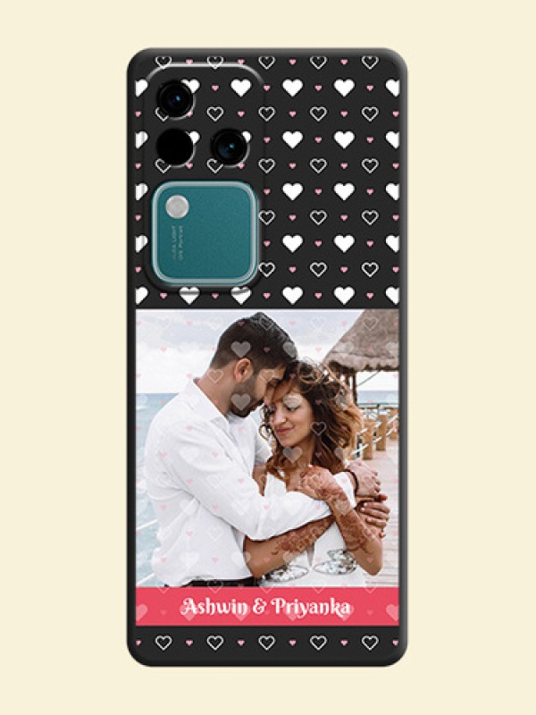 White Color Love Symbols with Text Design - Photo on Space Black Soft Matte Phone Cover - Vivo V30 Pro 5G