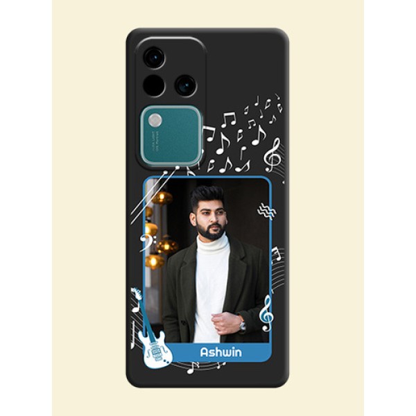 Musical Theme Design with Text - Photo on Space Black Soft Matte Mobile Case - Vivo V30 Pro 5G Musical Theme Design with Text - Photo on Space Black Soft Matte Mobile Case - Vivo V30 Pro 5G
