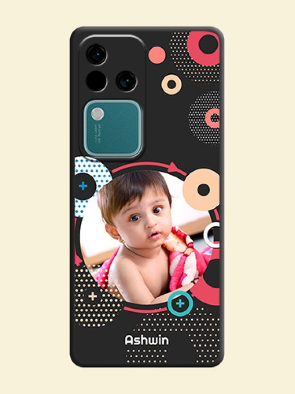Multicoloured Round Image on Personalised Space Black Soft Matte Cases - Vivo V30 Pro 5G