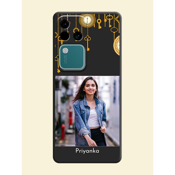 Decorative Design with Text on Space Black Custom Soft Matte Back Cover - Vivo V30 Pro 5G Decorative Design with Text on Space Black Custom Soft Matte Back Cover - Vivo V30 Pro 5G
