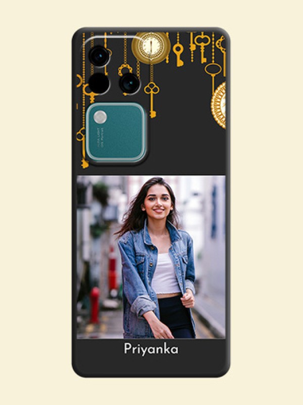 Decorative Design with Text on Space Black Custom Soft Matte Back Cover - Vivo V30 Pro 5G