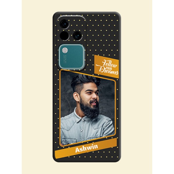 Follow Your Dreams with White Dots on Space Black Custom Soft Matte Phone Cases - Vivo V30 Pro 5G Follow Your Dreams with White Dots on Space Black Custom Soft Matte Phone Cases - Vivo V30 Pro 5G