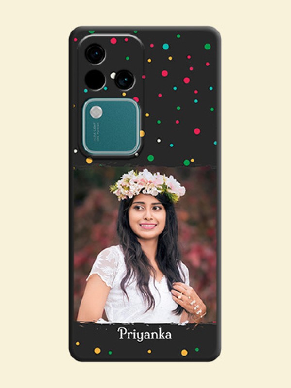 Multicolor Dotted Pattern with Text on Space Black Custom Soft Matte Phone Back Cover - Vivo V30 Pro 5G