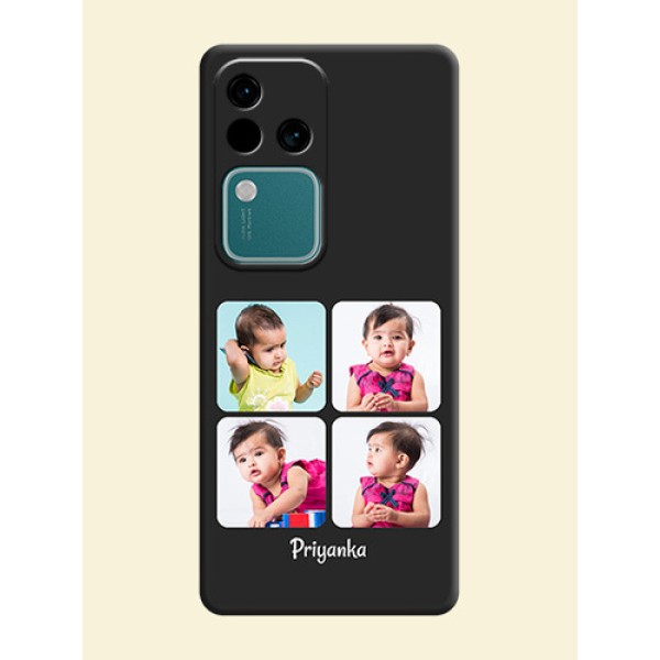 Floral Art with 6 Image Holder - Photo on Space Black Soft Matte Mobile Case - Vivo V30 Pro 5G Floral Art with 6 Image Holder - Photo on Space Black Soft Matte Mobile Case - Vivo V30 Pro 5G
