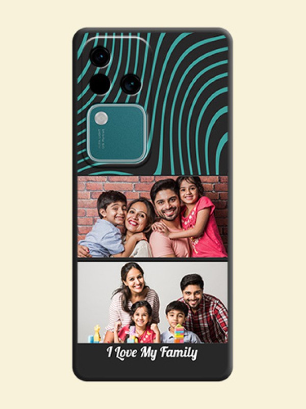 Wave Pattern with 2 Image Holder on Space Black Personalized Soft Matte Phone Covers - Vivo V30 Pro 5G